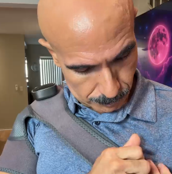 Simply strap your RestoraCare TriTherapy massager onto your painful shoulder